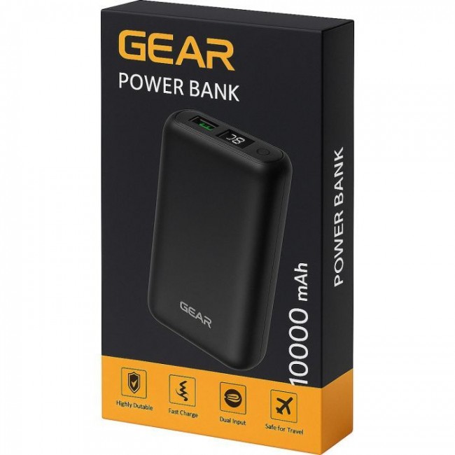Батарея универсальная GEAR 10000mAh, PD/22.5W, black (WP942P)