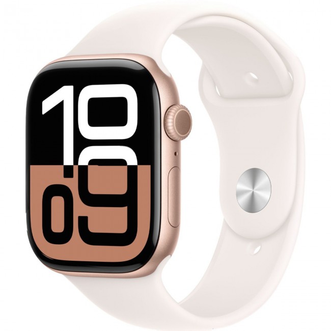 Apple Watch Series 10 GPS 42mm Rose Gold Alu. Case w. Light Blush Sport Band - S/M (MWWH3) UA