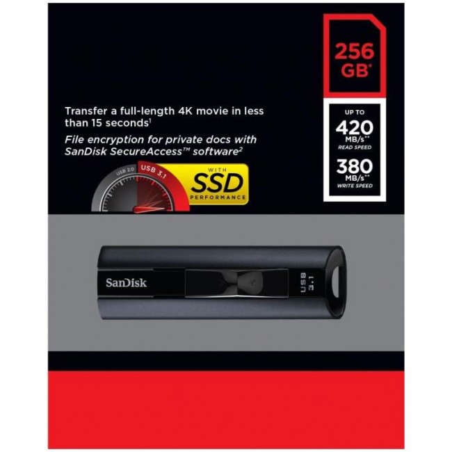SanDisk 256 GB Extreme PRO USB 3.2 Solid State Flash Drive (SDCZ880-256G-G46)
