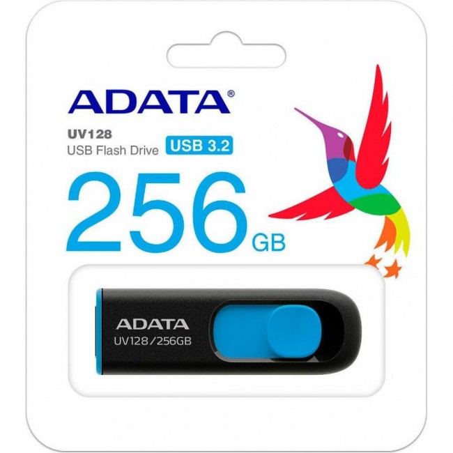 ADATA 256 GB UV128 USB 3.2 Black/Blue (AUV128-256G-RBE)