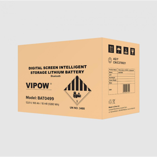 Аккумулятор для ИБП Vipow 12.8 100AH Bluetooth LiFePO4 (BAT0499)
