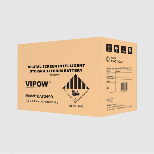 Акумулятор Vipow 12.8 100AH Bluetooth LiFePO4 (BAT0499)