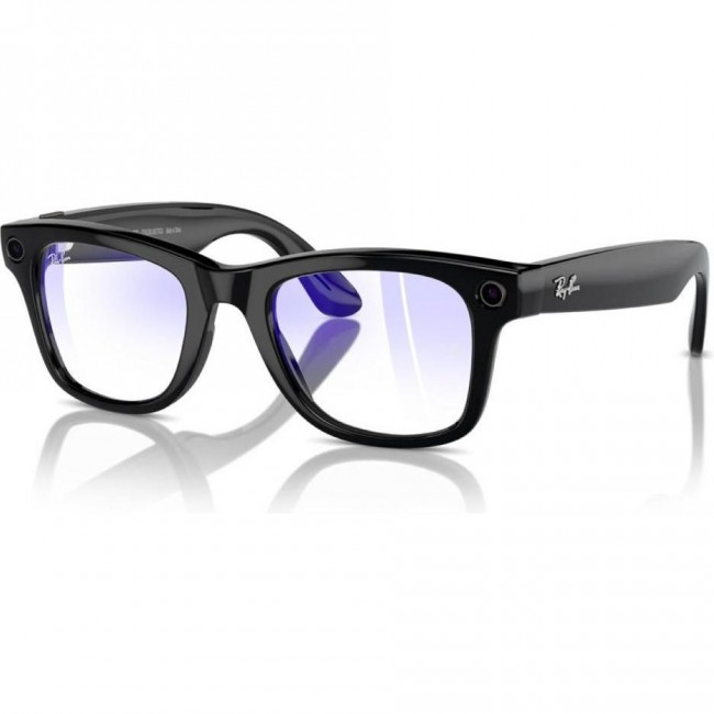 Ray-Ban Meta Wayfarer Shiny Black Clear with Blue-Violet Light Filter size L (RW4008 601/SB 53-22)