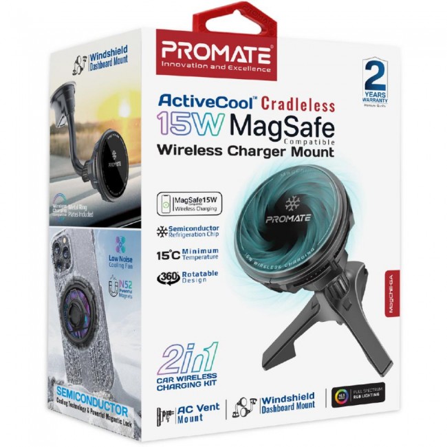 Promate MagChill-Qi2 MagSafe Black (magchill-qi2)