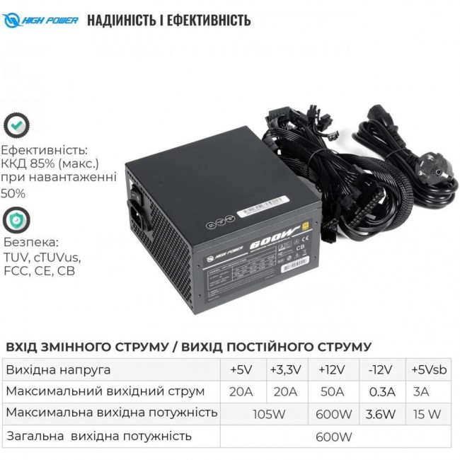 Блок питания High Power HP1-J GD F12S 600W (HP1-J600GD-F12S)