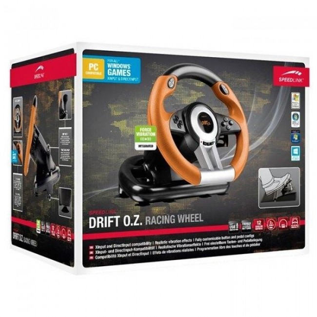 Speed-Link DRIFT O.Z. Racing Wheel PC, black-orange (SL-6695-BKOR-01)