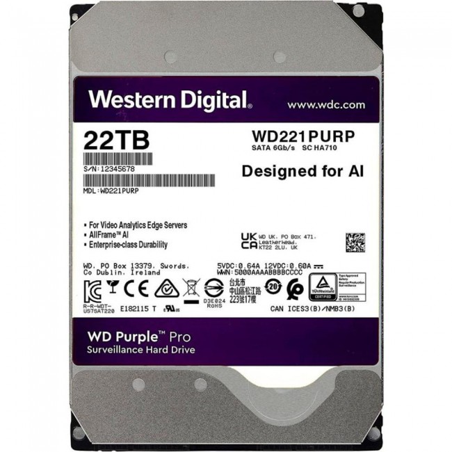 WD Purple Pro 22 TB (WD221PURP)