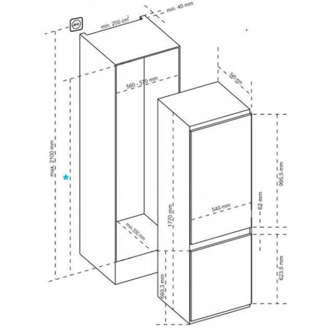 Встраемый холодильник Interline RDS 570 MOZ NA+