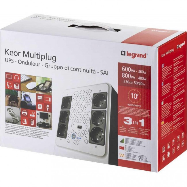 Источник бесперебойного питания Legrand KEOR MULTIPLUG 600ВА/360Вт, 4+2 хSchuko (310081)