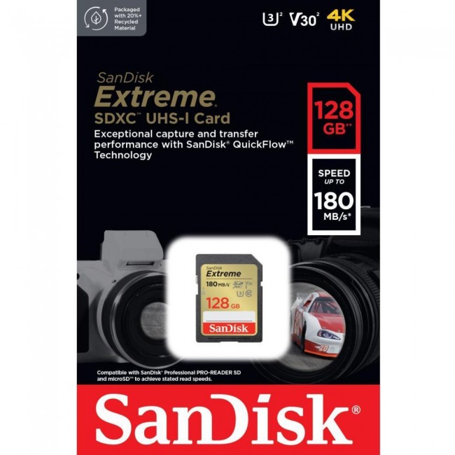 SanDisk 128 GB SDXC UHS-I U3 V30 Extreme (SDSDXVA-128G-GNCIN)