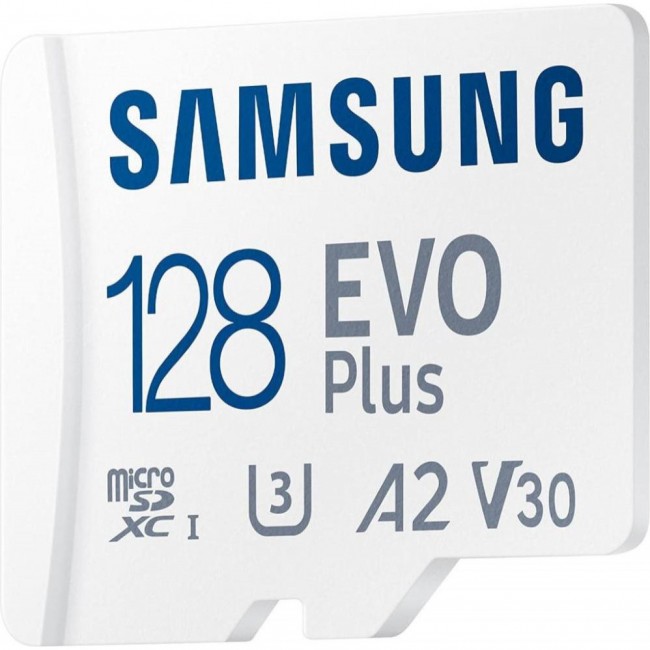 Samsung 128 GB microSDXC Class 10 UHS-I U3 V30 A2 EVO Plus + SD Adapter MB-MC128KA