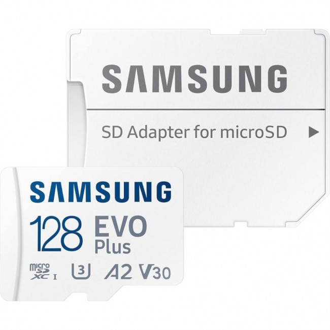 Samsung 128 GB microSDXC Class 10 UHS-I U3 V30 A2 EVO Plus + SD Adapter MB-MC128KA