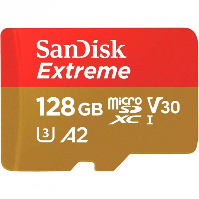 SanDisk 128 GB microSDXC UHS-I U3 V30 A2 Class 10 Extreme (SDSQXAA-128G-GN6AA)