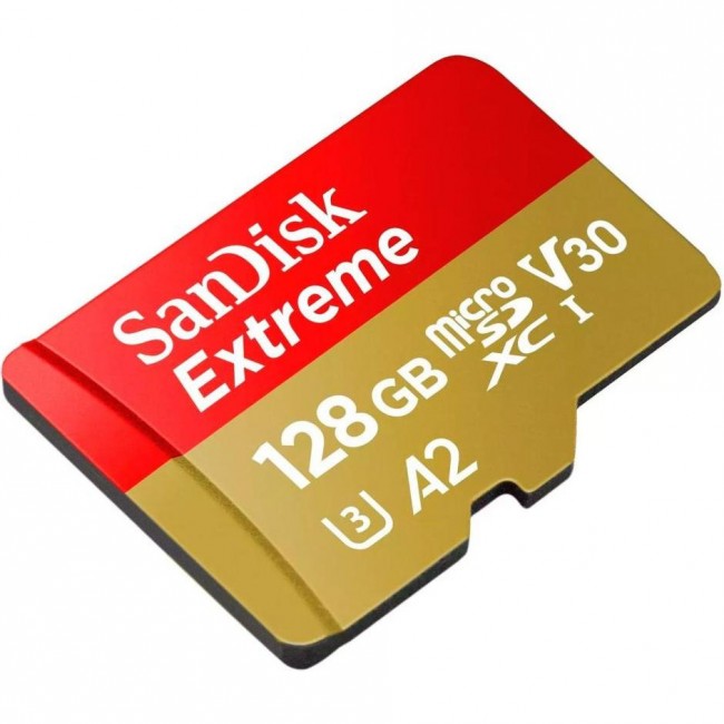 SanDisk 128 GB microSDXC UHS-I U3 V30 A2 Class 10 Extreme (SDSQXAA-128G-GN6AA)