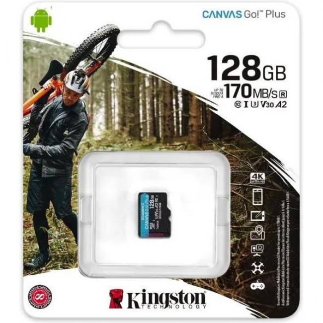 Kingston 128 GB microSDXC class 10 UHS-I U3 Canvas Go! Plus SDCG3/128GBSP