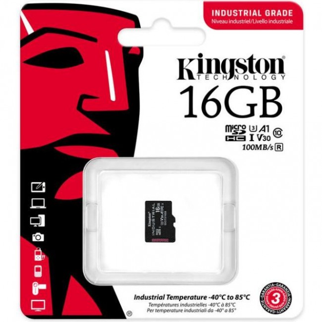 Kingston 16 GB microSDHC UHS-I (U3) V30 A1 Industrial (SDCIT2/16GBSP)