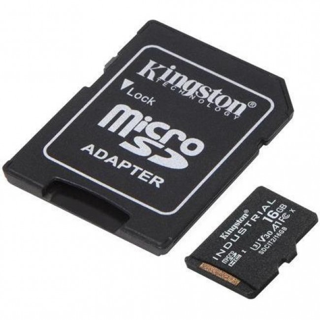 Kingston 16 GB microSDHC UHS-I (U3) V30 A1 Industrial + SD Adapter (SDCIT2/16GB)