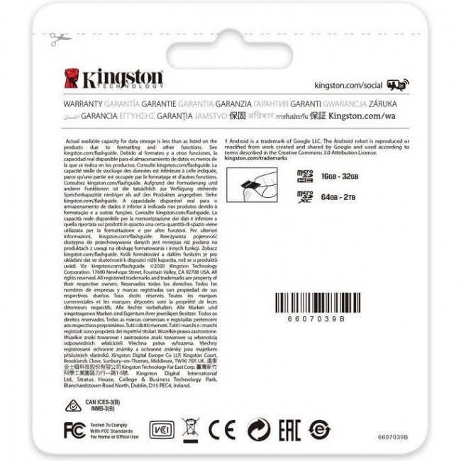 Kingston 1 TB microSDXC Canvas Go! Plus UHS-I U3 V30 A2 Class 10 (SDCG3/1TBSP)