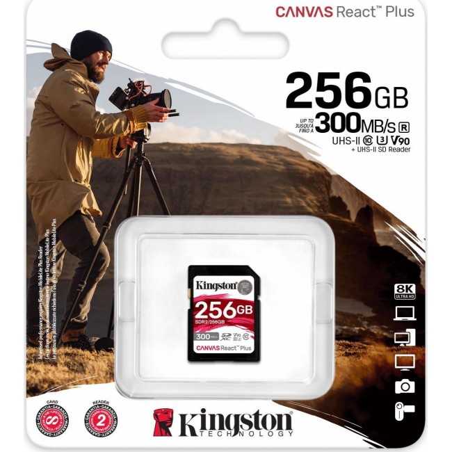 Kingston 256 GB SDXC Class 10 UHS-II U3 Canvas React Plus (SDR2/256GB)