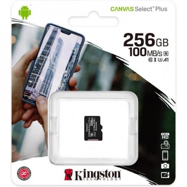 Kingston 256 GB microSDXC Class 10 UHS-I U3 Canvas Select Plus SDCS2/256GBSP