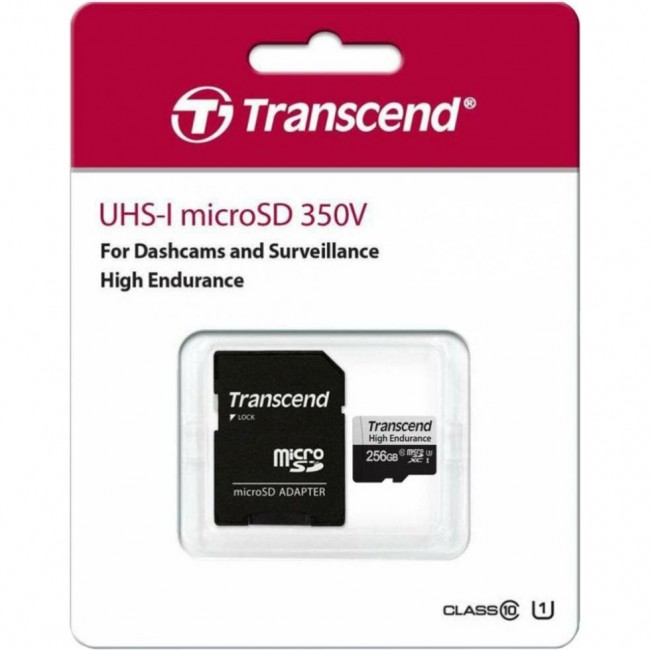 Transcend 256 GB microSDXC UHS-I (U3) High Endurance + SD Adapter TS256GUSD350V