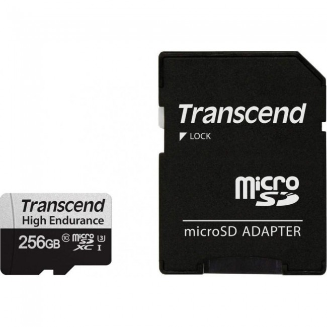 Transcend 256 GB microSDXC UHS-I (U3) High Endurance + SD Adapter TS256GUSD350V