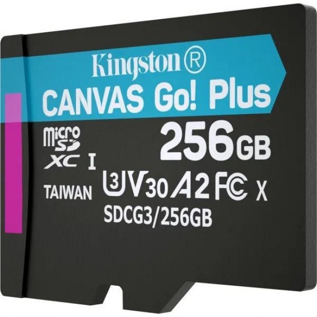 Kingston 256 GB microSDXC class 10 UHS-I U3 Canvas Go! Plus + SD Adapter (SDCG3/256GB)