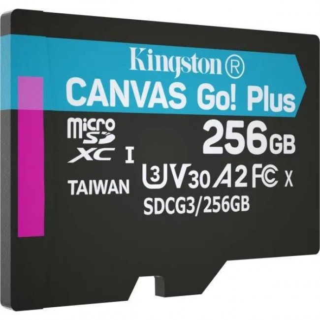 Kingston 256 GB microSDXC class 10 UHS-I U3 Canvas Go! Plus + SD Adapter (SDCG3/256GB)