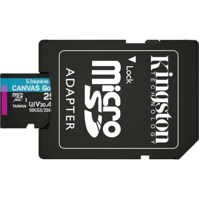 Kingston 256 GB microSDXC class 10 UHS-I U3 Canvas Go! Plus + SD Adapter (SDCG3/256GB)