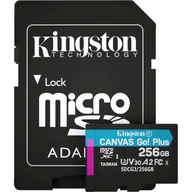 Kingston 256 GB microSDXC class 10 UHS-I U3 Canvas Go! Plus + SD Adapter (SDCG3/256GB)