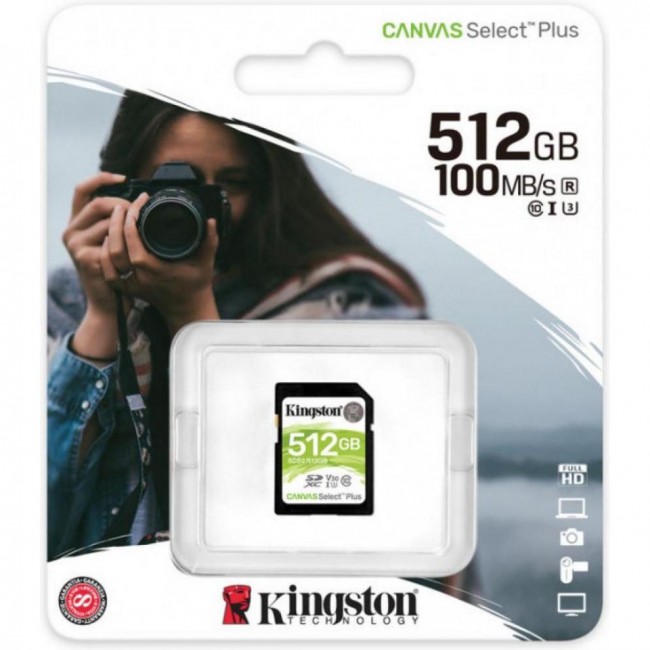 Kingston 512 GB SDXC Class 10 UHS-I U3 Canvas Select Plus SDS2/512GB