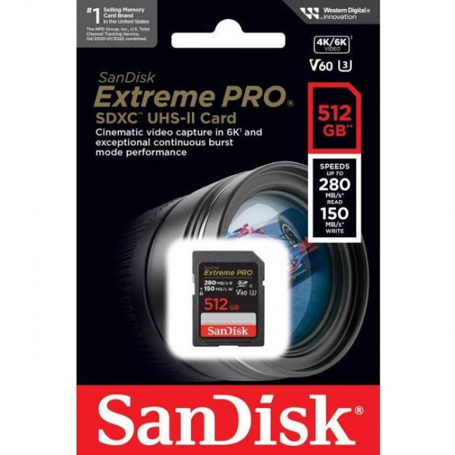SanDisk 512 GB SDXC Extreme Pro UHS-II U3 V60 Class 10 (SDSDXEP-512G-GN4IN)