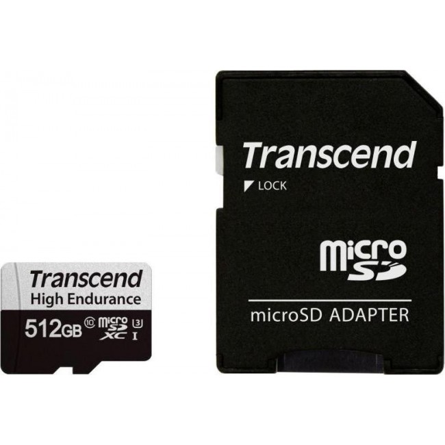 Transcend 512 GB microSDXC Clase 10 UHS-I (U3) + SD-adapter (TS512GUSD350V)
