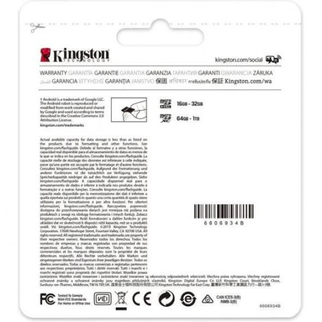 Kingston 512 GB microSDXC Class 10 UHS-I U3 Canvas Select Plus SDCS2/512GBSP