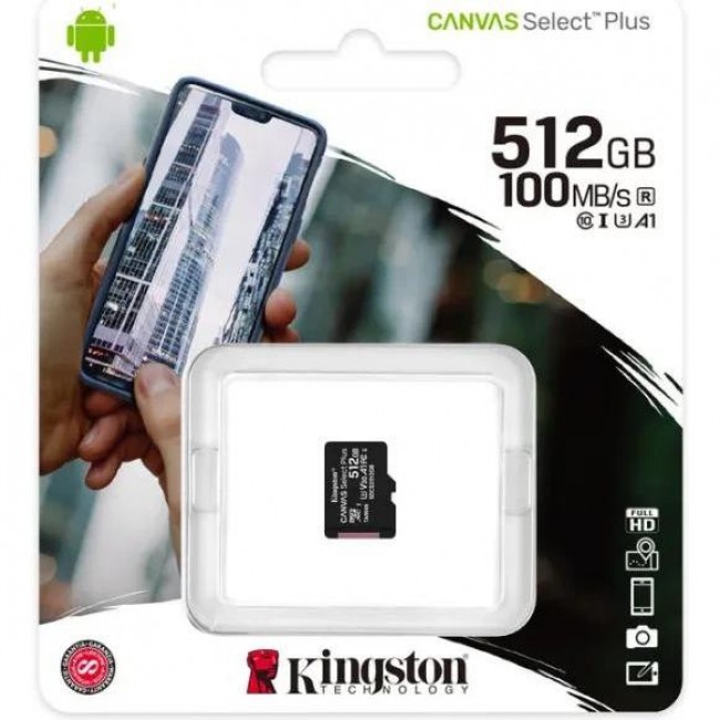 Kingston 512 GB microSDXC Class 10 UHS-I U3 Canvas Select Plus SDCS2/512GBSP