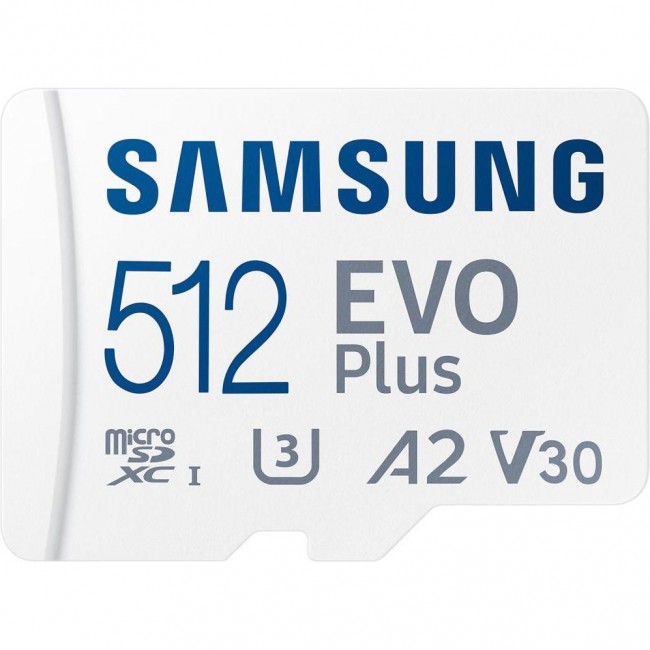 Samsung 512 GB microSDXC Class 10 UHS-I U3 V30 A2 EVO Plus + SD Adapter (MB-MC512SA)