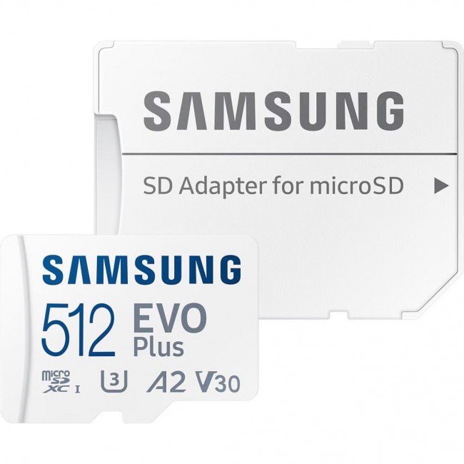 Samsung 512 GB microSDXC Class 10 UHS-I U3 V30 A2 EVO Plus + SD Adapter (MB-MC512SA)