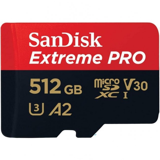 SanDisk 512 GB microSDXC UHS-I U3 Extreme Pro + SD Adapter SDSQXCD-512G-GN6MA