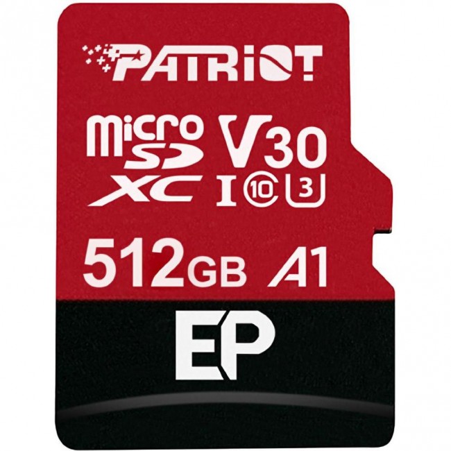 PATRIOT 512 GB microSDXC UHS-I U3 V30 A1 EP + SD adapter (PEF512GEP31MCX)