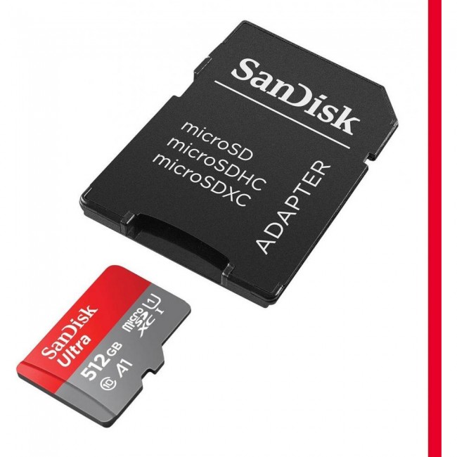microSDXC SanDisk 512 GB microSDXC UHS-I Ultra A1 + SD adapter (SDSQUAC-512G-GN6MA)