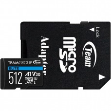 microSDXC TEAM 512 GB microSDXC UHS-I (U3) V30 A1Team Elite + SD-адаптер TEAUSDX512GIV30A103
