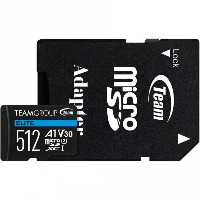 microSDXC TEAM 512 GB microSDXC UHS-I (U3) V30 A1Team Elite + SD-адаптер TEAUSDX512GIV30A103
