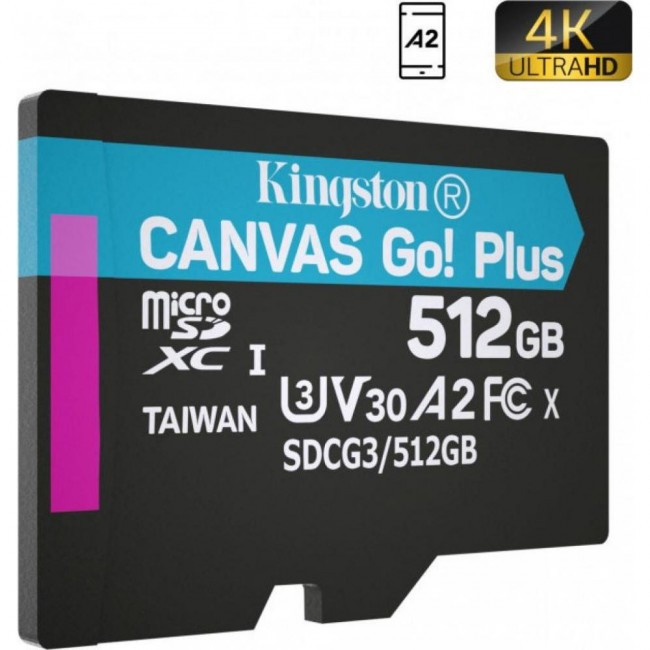 Kingston 512 GB microSDXC class 10 UHS-I U3 Canvas Go! Plus SDCG3/512GBSP