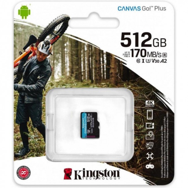 Kingston 512 GB microSDXC class 10 UHS-I U3 Canvas Go! Plus SDCG3/512GBSP