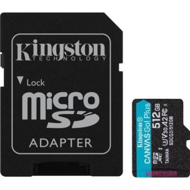 Kingston 512 GB microSDXC class 10 UHS-I U3 Canvas Go! Plus + SD Adapter (SDCG3/512GB)