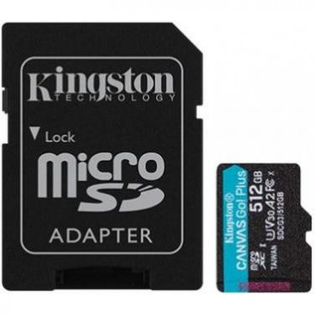 Kingston 512 GB microSDXC class 10 UHS-I U3 Canvas Go! Plus + SD Adapter (SDCG3/512GB)
