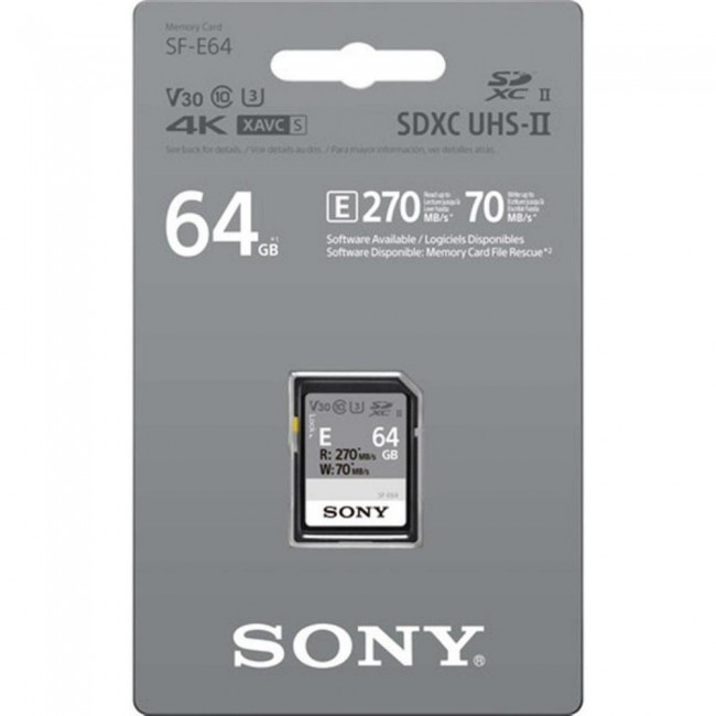 64 GB SDXC C10 UHS-II U3 V60 (SFE64A.ET4) Sony 64 GB SDXC C10 UHS-II U3 V60 (SFE64A.ET4)