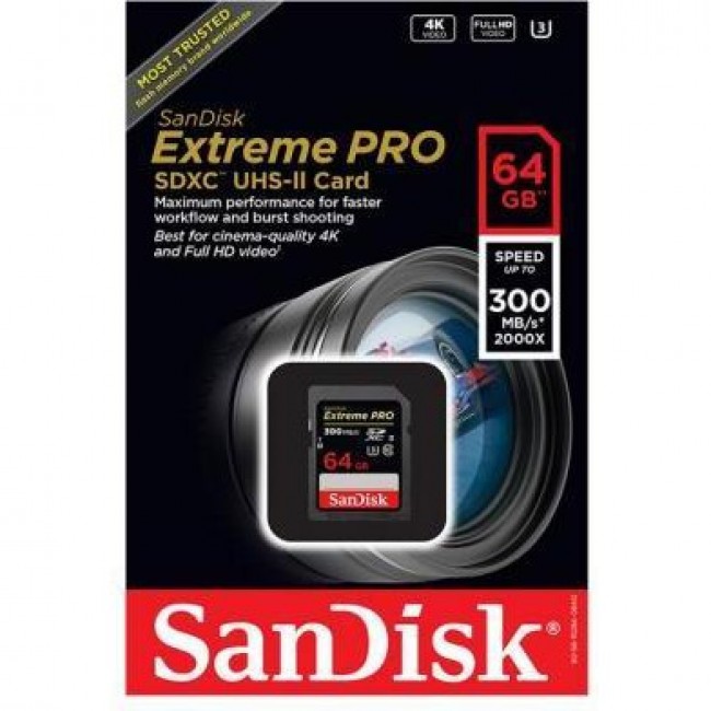 SDXC SanDisk 64 GB SDXC UHS-II U3 V90 Extreme Pro SDSDXDK-064G-GN4IN