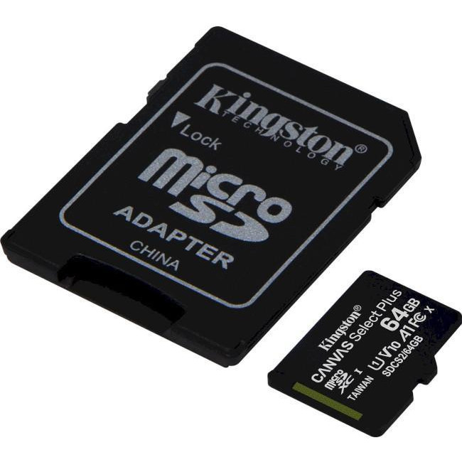 Kingston 64 GB microSDXC Class 10 UHS-I Canvas Select Plus 3-Pack + SD Adapter (SDCS2/64GB-3P1A)