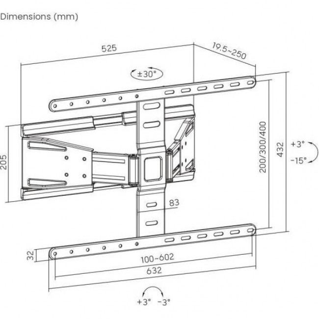 UniBracket SLIM64 43"-90" Black